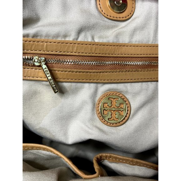 SOLD Tory Burch Red Nylon & Leather Perforated Logo Drawstring Hand Bag Tote - Picture 8 of 12